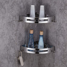 Space Aluminum Design Corner Caddy, Wall Mounted Storage Shelves With Durable And Sturdy Construction, Easy And Quick Installation Adhesive Triangle B