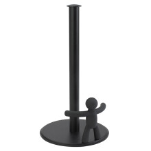 Elegante papieren handdoekhouder, marmeren papieren handdoekhouder, zwart, 31,7 cm hoog met een diameter van 18,8 cm, compact ontwerp voor keuken en