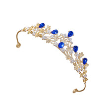 Shimmering Crystal Rhinestones Princess Crown Alloy Hair-Blue