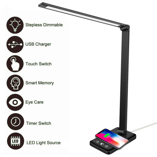 Adjustable Led Desk Lamp With Eye-Protection, 5 Color Modes And Memory Function, Sturdy Base For Reliable Computer Lighting 1