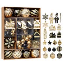 Pack of 50 Christmas Baubles Plastic Christmas Tree Baubles Hanging Decoration for Christmas Tree Decoration (Black)