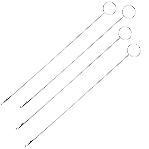 Loop turner hook with latch for fabric tube bands, belts, stripes
