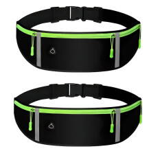 Pack of 2 Running Belt with, Adjustable, Headphone Port, Reflective Band, black