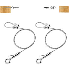 Pack of 2 Steel Cable with Eyelets Adjustable Rope Hanging, 50 cm Heavy Wire Rope Tensioner