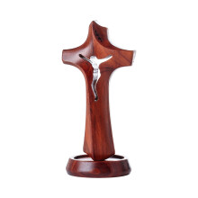 Traditional Wood Crucifix with Stand Home Altar Decors-L