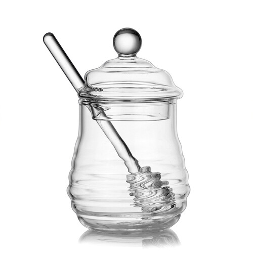 Elegant Glass Honeys Container Reusable With Cap For-280ML