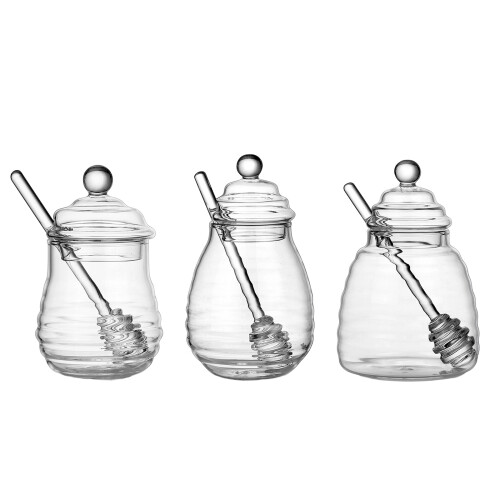 Elegant Glass Honeys Container Reusable With Cap For-280ML 1