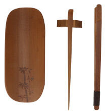 Juego de cucharas de té de bambú para decoración de cocina, hogar y oficina. Incluye soporte con clip, raspador y diseño ergonómico con boca