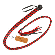 Red and Black Real Leather Whip 4 Feet (1.2 Metres) Length 12 Braids Strands Braided Leather Bull Whip Loud Popping Whip Ref: 8755