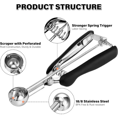Stainless Steel Ice Cream Scoop, 3 cm, Small Spoon with Comfortable Handle 1