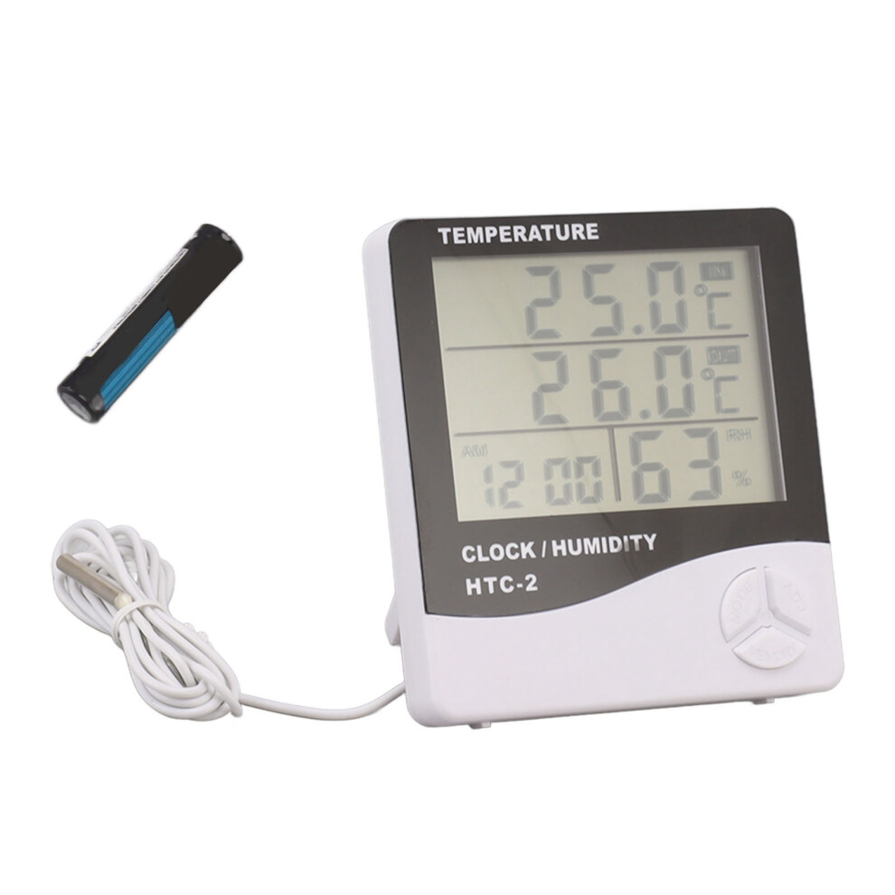 Indoor Outdoor Temperature Monitor, High Precision Digital Thermometer Hygrometer with Clock Alarm Calendar Functions