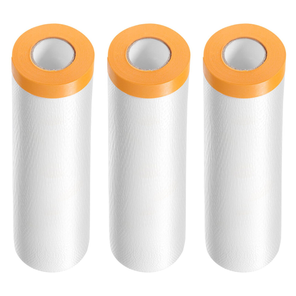 3 Rolls Of Preadhesive Masking Film 118.1 X 65.6 Ft With Adhesive Tape 9365049111171