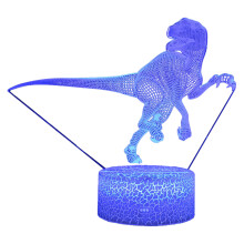 Dinosaur nattlys, 3D optisk illusjon med mykt LED-lys, timerbryter og fjernkontroll, høyteknologisk visuell godbit for barn, ideell hjemmedekorasjon