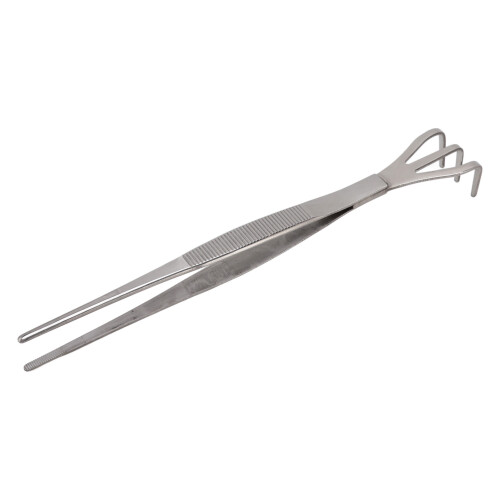 Wurzelrechen mit Pinzette, 3 Zinken, Edelstahl,
