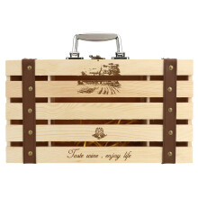 Coffret cadeau pour bouteille de vin rouge, caisse de rangement en bois avec poignée, bois durable, sans odeur, couvercle à charnière, capacité