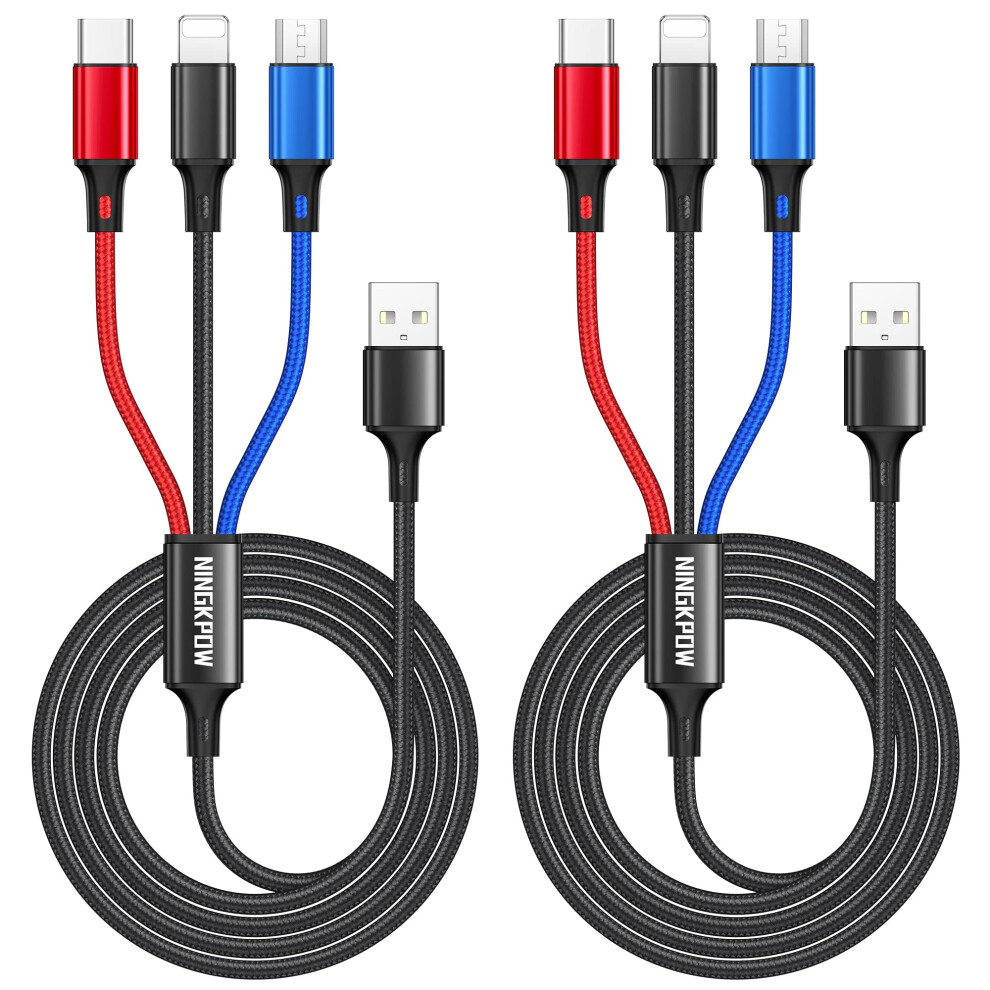 Multi Usb Cable 2 Pieces 1.2M, 3In1 Universal Charging Cable For Samsung Galaxy S23 S22, Huawei P50 P40 9365049110884