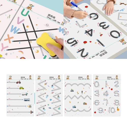 64 Sheets Toddler Handwriting Practice Book Erasable Tracing 1