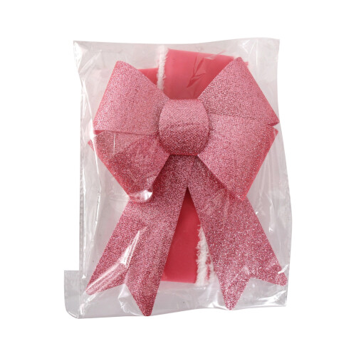Glinsterende polyester strikornament kerstboom-Roze