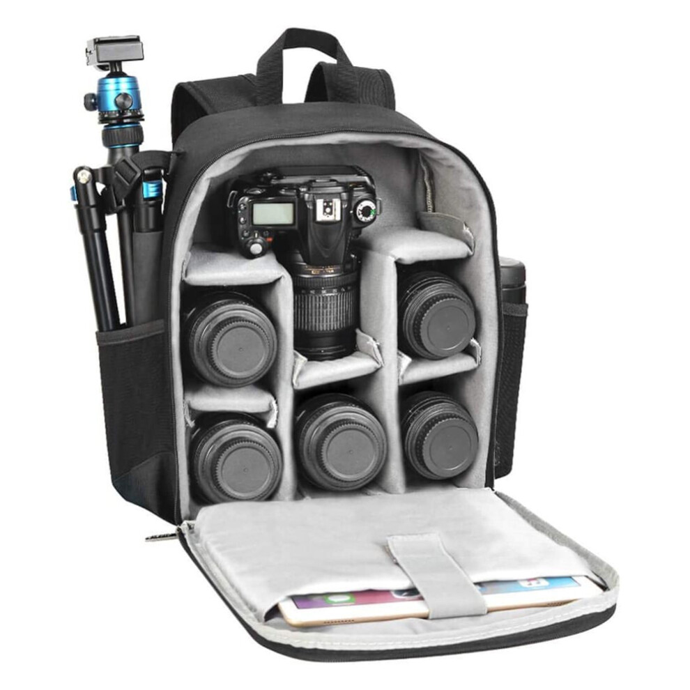 Compact Professional Camera Backpack, Customizable Interior For Dslr Slr Mirrorless Cameras, Quick Access Design For On-The-Go Photography (Black) Black 9088816350015