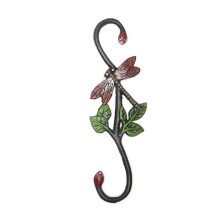 Crochets de jardin en fonte pour suspensions florales, dĂ©corations suspendues avec crochets en S Ă motifs et accents de verre colorĂ©. Support Ă