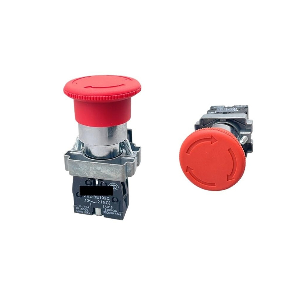 1Pcs Xb2bs542 22Mm Nc Red Mushroom Emergency Stop Push Button Switch Ref: 7512 9365049112536