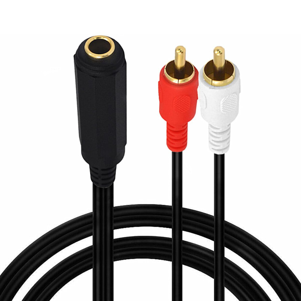6.35Mm To Rca Splitter Cable, Plated 6.35 Trs Female To Dual Rca Male, Stereo Audio Adapter Lead, 1.5 Meter Gold 9119770851703