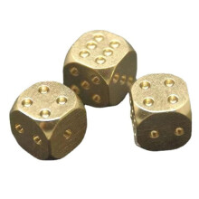 Pack of 2 Metal Dice 15 mm Brass Gold Colour 6 Sided Dice Hand Polished Brass Dice For Game Ref: 1321