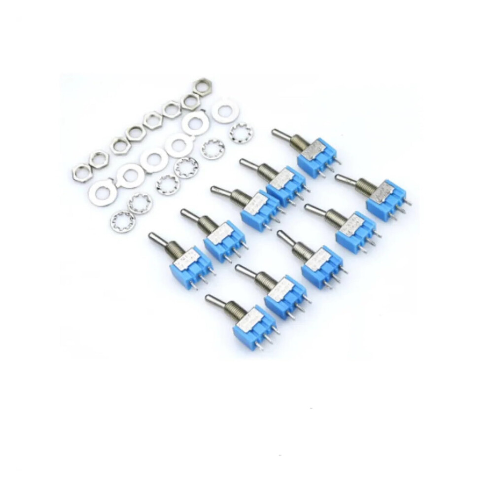 10Pcs Spdt On/On Ac125v 6A Blue 2 Positions 3 P Latching Toggle Switches Mts102 Ref: 5865 9365049112598