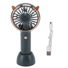 Niedlicher, tragbarer Ventilator in Katzenohrenform, wiederaufladbarer Mini-Ventilator mit RGB-Farblicht, ultraleise, 3 Windgeschwindigkeitsstufen,