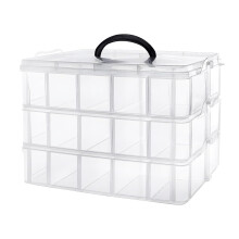 Sorting Boxes, 3Tier Stackable Storage with 30 Compartments, Transparent Plastic Box