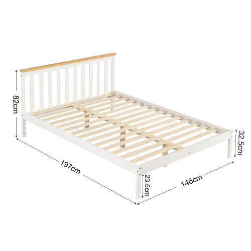Comfy Living (4ft6 Double, White) Riga Wooden Bed Frame with Kerri  Mattress 1
