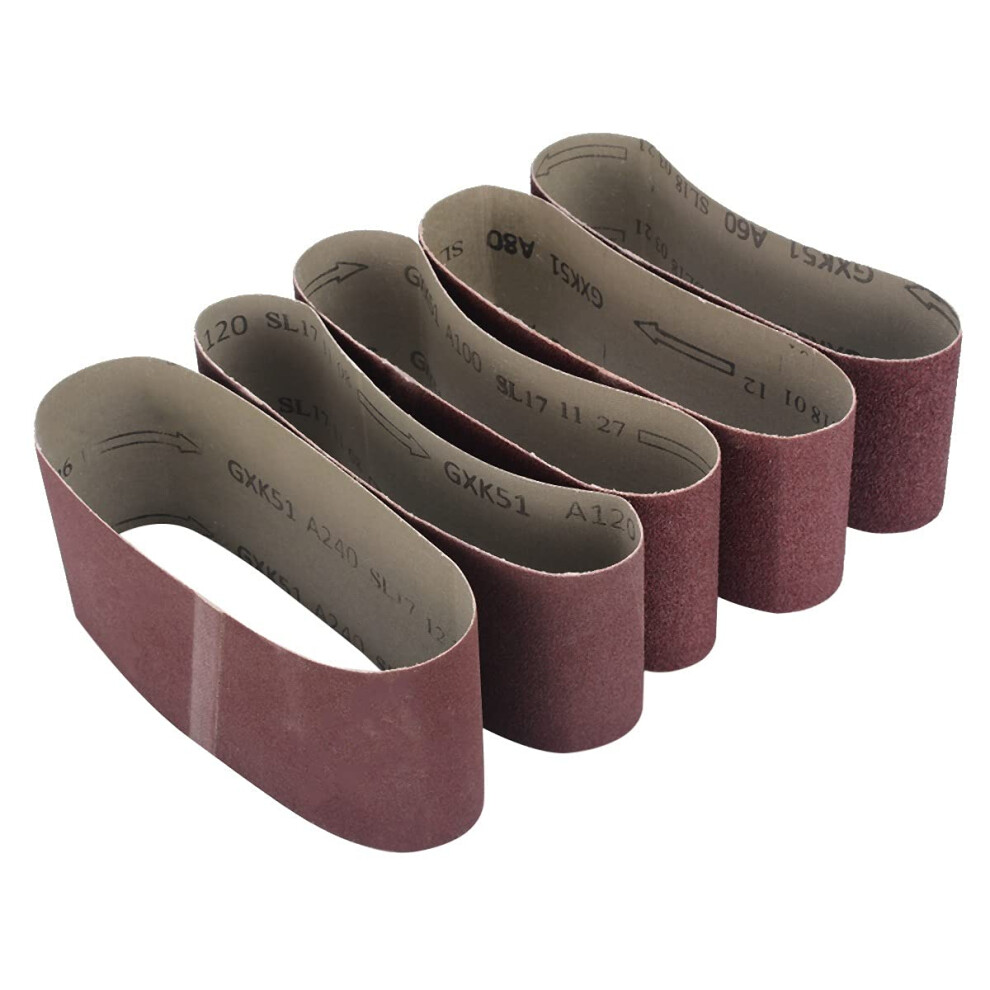 Sandpaper, 5Pcs 75 457Mm Abrasive Sanding Belts Grits Sander Power Abrasive Tools 60/80/100/120/240 Grit Ref: 6053 9119770854711