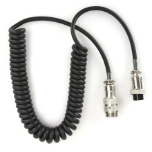 Cabo de extensão espiralado para microfone com conectores circulares de 8 pinos para equipamentos de rádio transceptores. Fio espiralado para