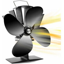 Warmte-aangedreven houtkachelventilator, geanodiseerd aluminium, stille werking, ecoventilator voor houtkachels en houtbranders (compact ontwerp)