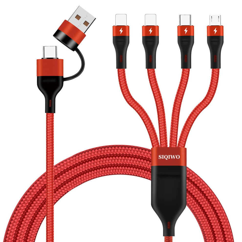 Multi Usb Cable 3A/1.2M, 6In1 Fast Charging Nylon Usba/C To Ip Micro C For Phone, Samsung, Huawei 9119770855084