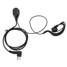 Fone de ouvido walkie-talkie com microfone embutido sensível, botão de falar, tubo acústico, design com gancho de orelha em formato de G e