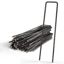50 x Ground Anchors 150 x 25 x 2.7 mm Black Steel Rustproof Weed Control Fabric Attachment Ground Nail Barbed Ref: 5769