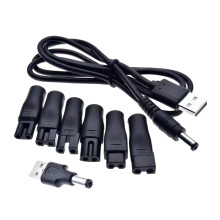 5V USB-opladerkabel til pleje- og husholdningsapparater, universel udskiftningsadapter med udskiftelige hoveder, kompatibel med barbermaskiner,