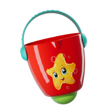 Cartoon Bucket Small Shower Head Sprinkler Toy Bathroom Toy-Red