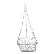 Foldable metal chicken feed basket with chain Hanging vegetable and fruit dispenser for chickens for y minimization Ref: 5169