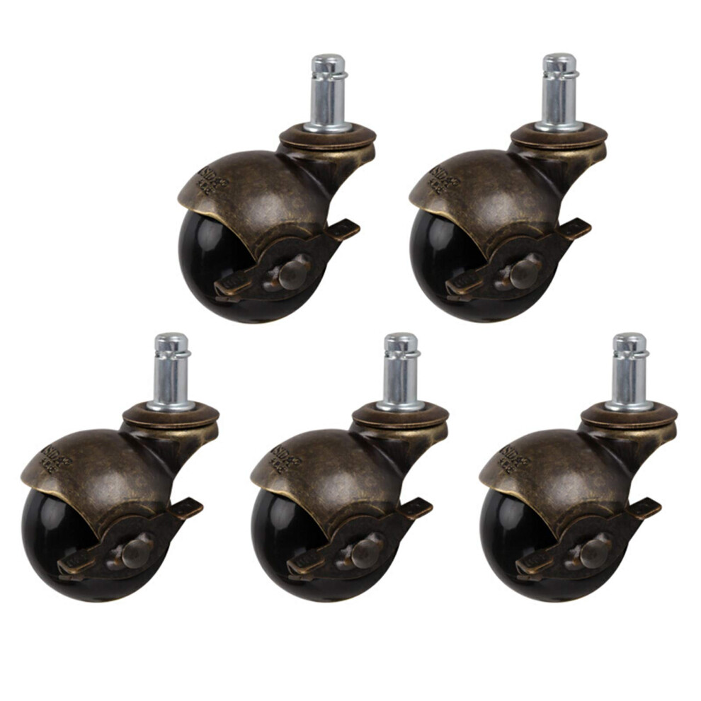 5 X Furniture Castors, Swivel, 2 Inch, With Brake, M11 X 20 Mm, 180 Kg Ref: 3780 9365049115070