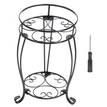 Support en fer pour pot de fleurs d'intérieur et d'extérieur, robuste et antirouille, avec pot de fleurs en métal résistant et stable, style