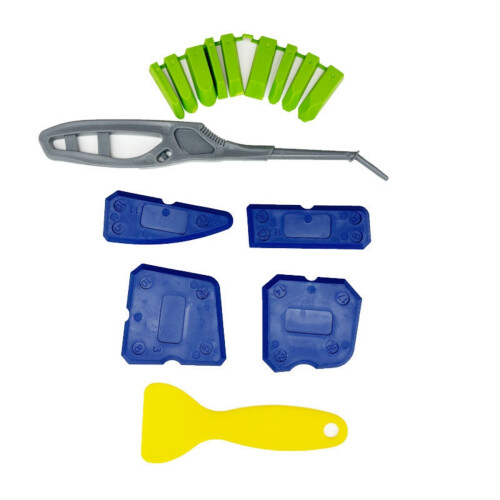 15PCS Caulking Removal Tool Kit With 9 Pad Size No-Blue scraper