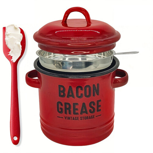 Emaille Bacons Vethoudercontainer met filter-Rode Filterschraper