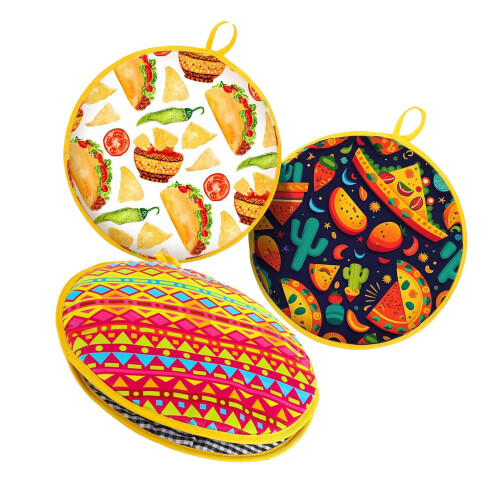 Set van 3 geïsoleerde zakken om tortilla's, flatbread,