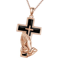 Memorial Keepsakes Pendant Stainless Steel Crossed-rose gold
