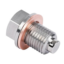 M12x1.5 Magnetic Oil Drain Plug Stainless Steel Sump Plug With Copper Crush Washer Compatible With Various Car Models