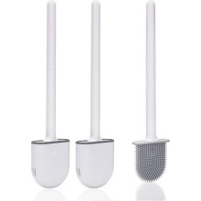 Hygienische Toilettenbürste mit kompaktem, flexiblem Toilettenreiniger, wasserdichtes PP-Silikonmaterial für schnelles Trocknen (2 Stück)
