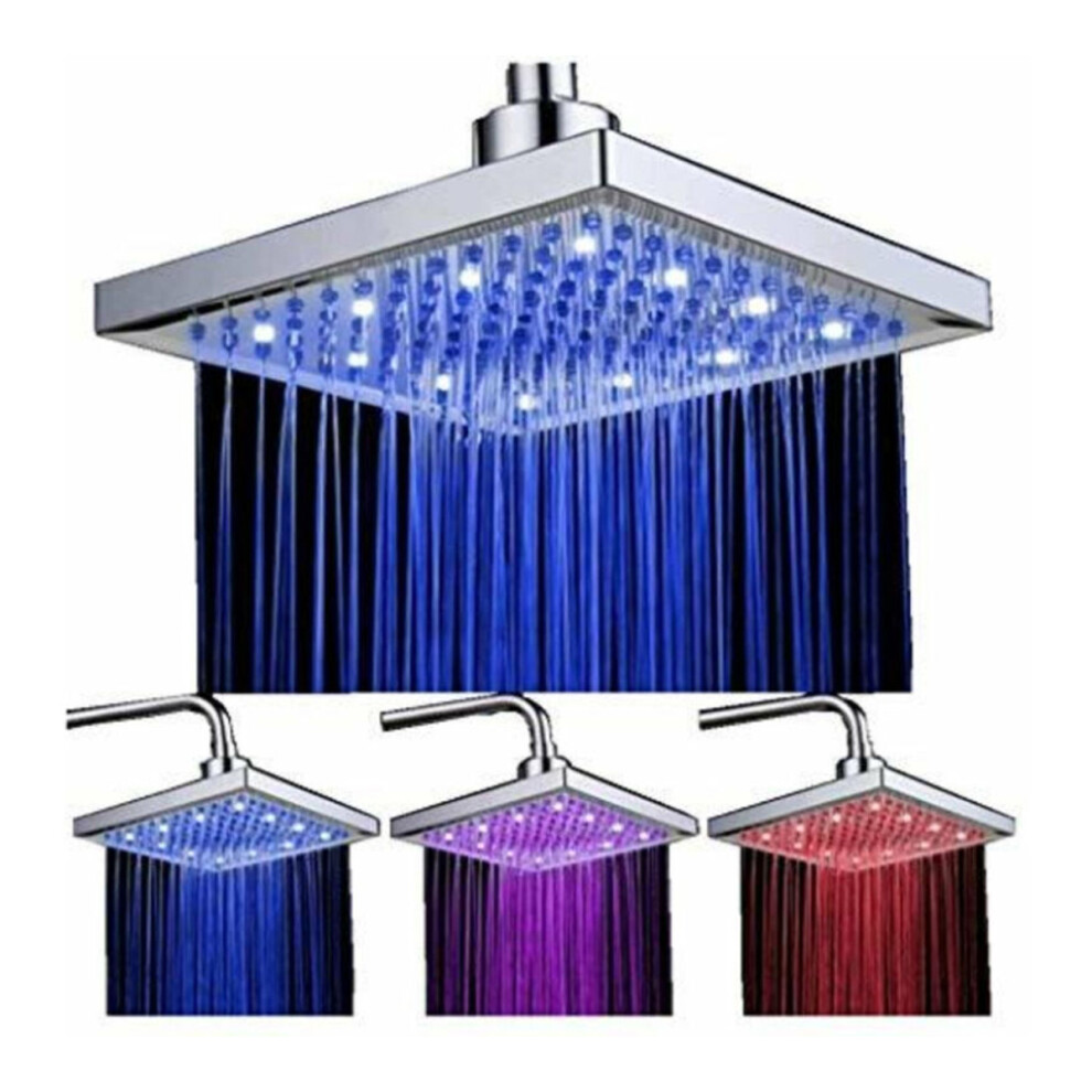 Sleek Shower Head, Led Rain Showerhead With Temperature Controlled Lights, Square 7 Colors Automatic Changing 9554910854433