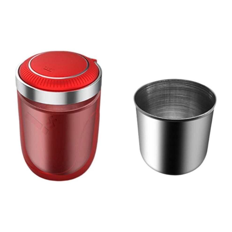 Car Ashtray Led Universal Alloy Aluminum Cup Smokeless Auto Box Ashtray Flame Retardant Light/Red 9119770858436